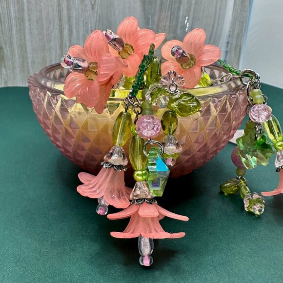 NEW - Handmade - Floral, Beaded Purse/Bag Charm - Picture 6 of 11